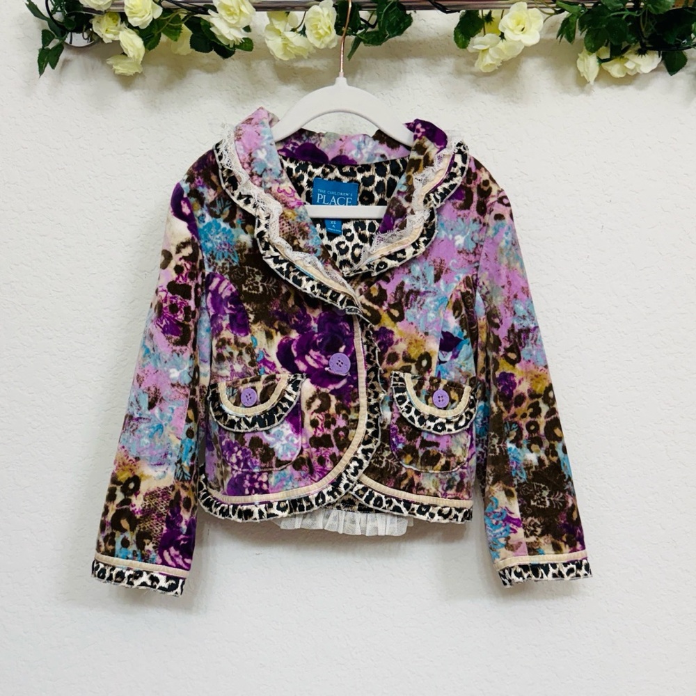 Children’s Place • Mixed Media Velvet Satin Lace Ruffle Eclectic Pattern Blazer